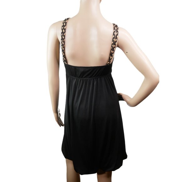 Co-me Como Black Gold Sleeveless Mini Dress Size Medium - Picture 6 of 11